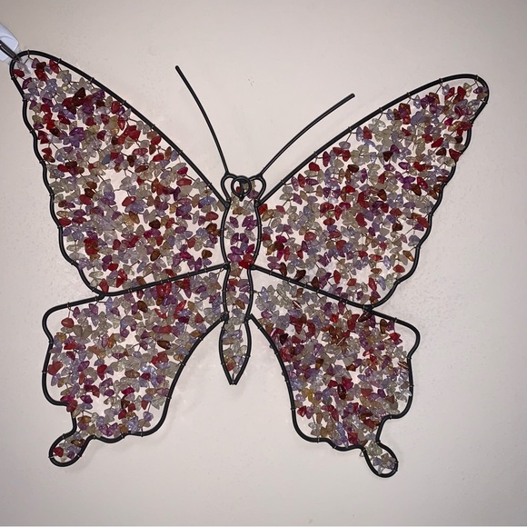 Butterfly Home Decor Wall Hanging Beaded Metal Colorful Nature Summer Art Design - Picture 5 of 8